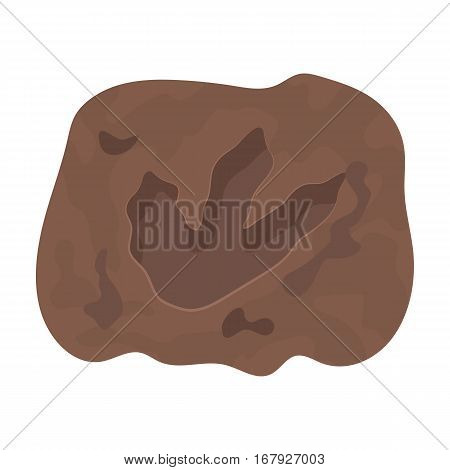 Rock with dinosaur footprint icon in cartoon design isolated on white background. Dinosaurs and prehistoric symbol stock vector illustration.