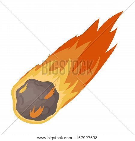 Flame meteorite icon in cartoon design isolated on white background. Dinosaurs and prehistoric symbol stock vector illustration.