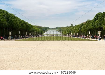 Versailles France - May 72016 : Beautiful Garden in a Famous Palace of Versailles (Chateau de Versailles) France.