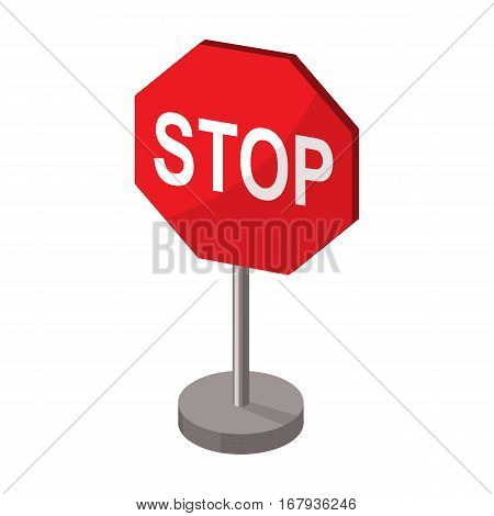 Stop road sign icon in cartoon design isolated on white background. Road signs symbol stock vector illustration.
