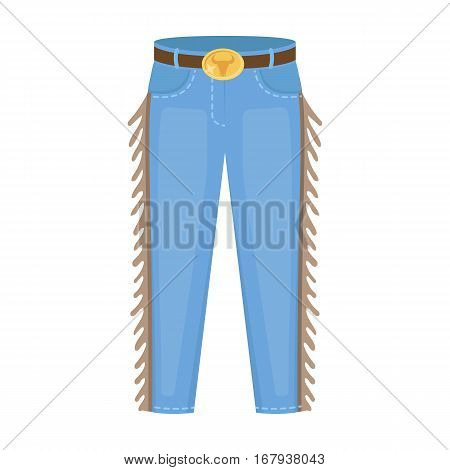 Cowboy jeans icon in cartoon design isolated on white background. Rodeo symbol stock vector illustration.