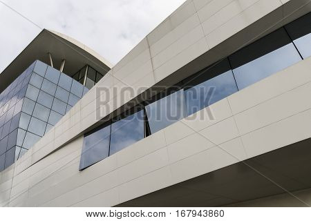 TRADATE, ITALY - OCTOBER 2, 2016: Tradate (Lombardy Italy): modern building along via Varesina