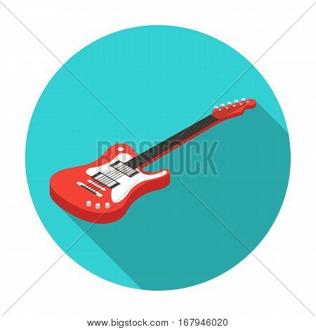 Electric guitar icon in flat design isolated on white background. Musical instruments symbol stock vector illustration.