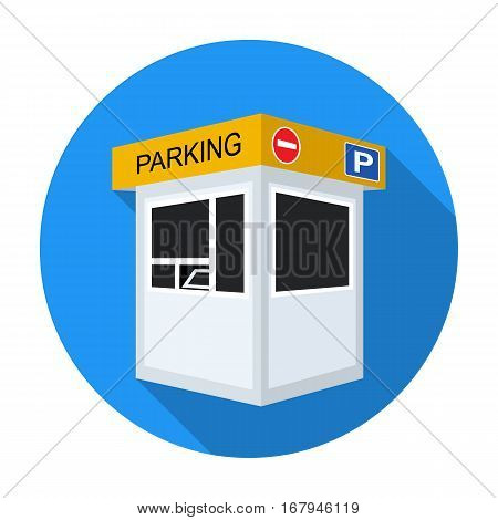 Parking toll booth icon in flat design isolated on white background. Parking zone symbol stock vector illustration.