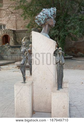 GEORGIA, TBILISI - AUGUST 7, 2013: A monument to famous Soviet and Georgian actress Sofiko Chiaureli in the center of Tbilisi