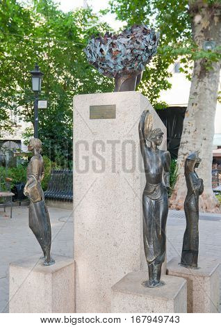 GEORGIA, TBILISI - AUGUST 7, 2013: A monument to famous Soviet and Georgian actress Sofiko Chiaureli in the center of Tbilisi