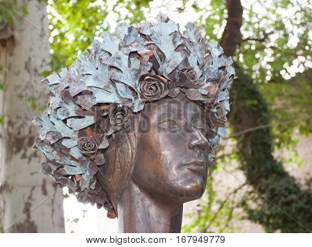 GEORGIA, TBILISI - AUGUST 7, 2013: A monument to famous Soviet and Georgian actress Sofiko Chiaureli in the center of Tbilisi