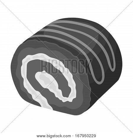 Chocolate roulade icon in monochrome design isolated on white background. Chocolate desserts symbol stock vector illustration.