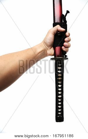 sword - knife on hand with white background