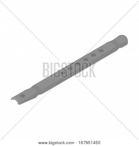 Wooden flute icon in monochrome design isolated on white background. Musical instruments symbol stock vector illustration.