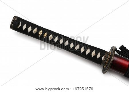 Tsuka : handle of Japanese sword with white background