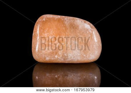 Alabaster Mineral Stone, Black And Reflections, Gypsum And Carbonate