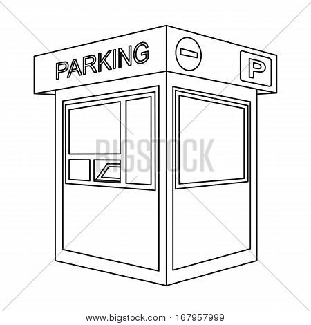 Parking toll booth icon in outline design isolated on white background. Parking zone symbol stock vector illustration.