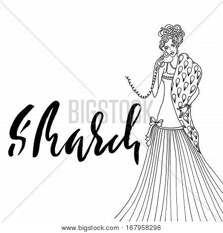 Retro party invitation card. Vintage style. 8 March. Vector illustration