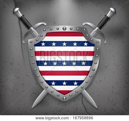 Stars And Stripes Flag. Vector Medieval Background