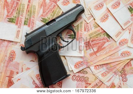 Black Gun Lies On The Russian Big Money
