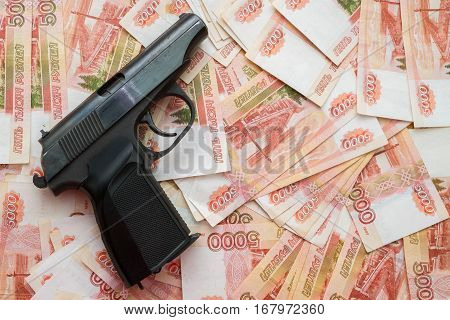 Black Gun Lies On The Russian Big Money