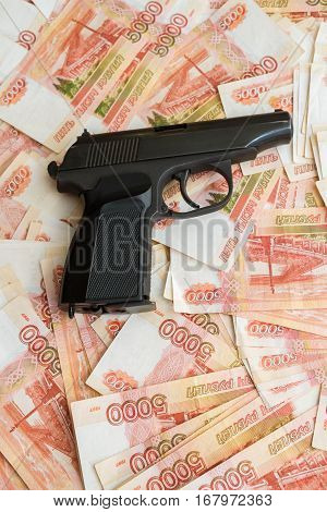 Black Gun Lies On The Russian Big Money