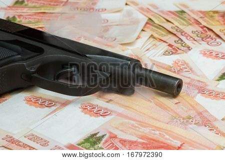 Black Gun Lies On The Russian Big Money