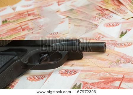 Black Gun Lies On The Russian Big Money