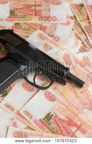 Black Gun Lies On The Russian Big Money