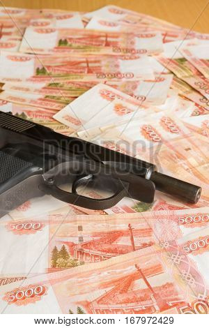 Black Gun Lies On The Russian Big Money