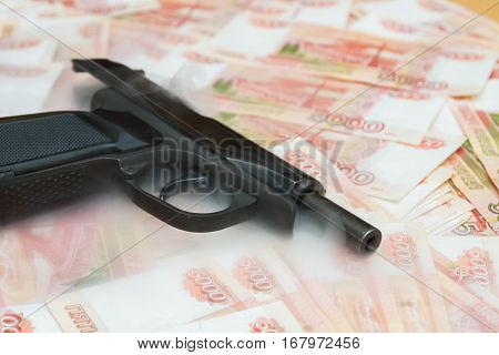 Black Gun Lies On The Russian Big Money