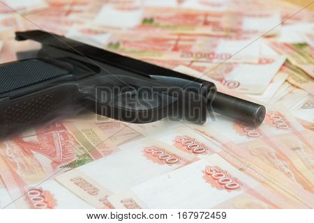 Black Gun Lies On The Russian Big Money