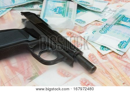 Black Gun Lies On The Russian Big Money