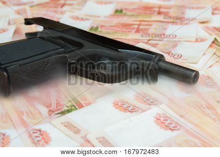Black Gun Lies On The Russian Big Money