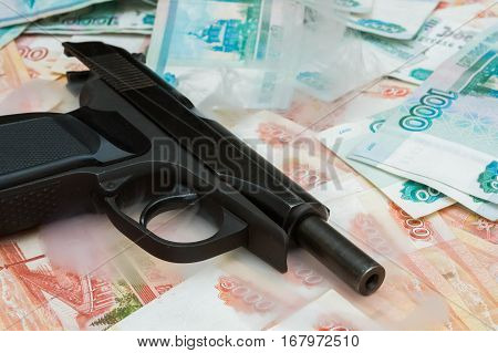 Black Gun Lies On The Russian Big Money