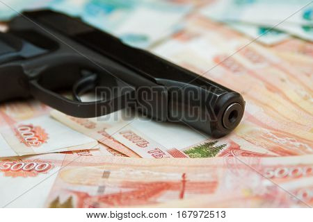 Black Gun Lies On The Russian Big Money