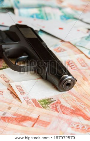 Black Gun Lies On The Russian Big Money