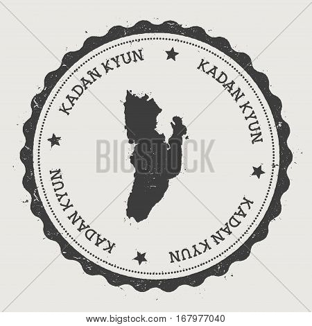 Kadan Kyun Sticker. Hipster Round Rubber Stamp With Island Map. Vintage Passport Sign With Circular