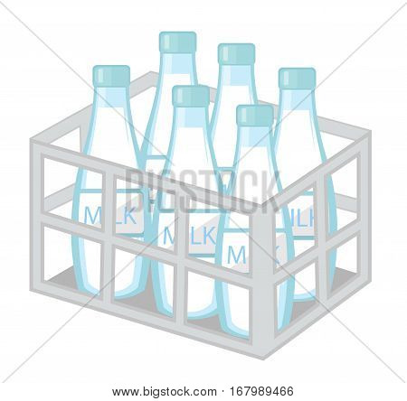 Milk in iron box icon flat style. Isolated on white background. Vector illustration