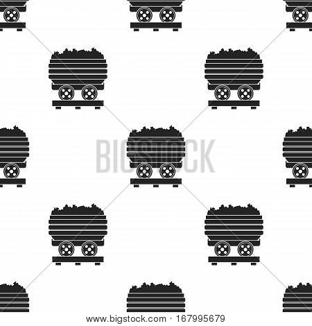 Minecart icon in black style isolated on white background. Mine pattern vector illustration.