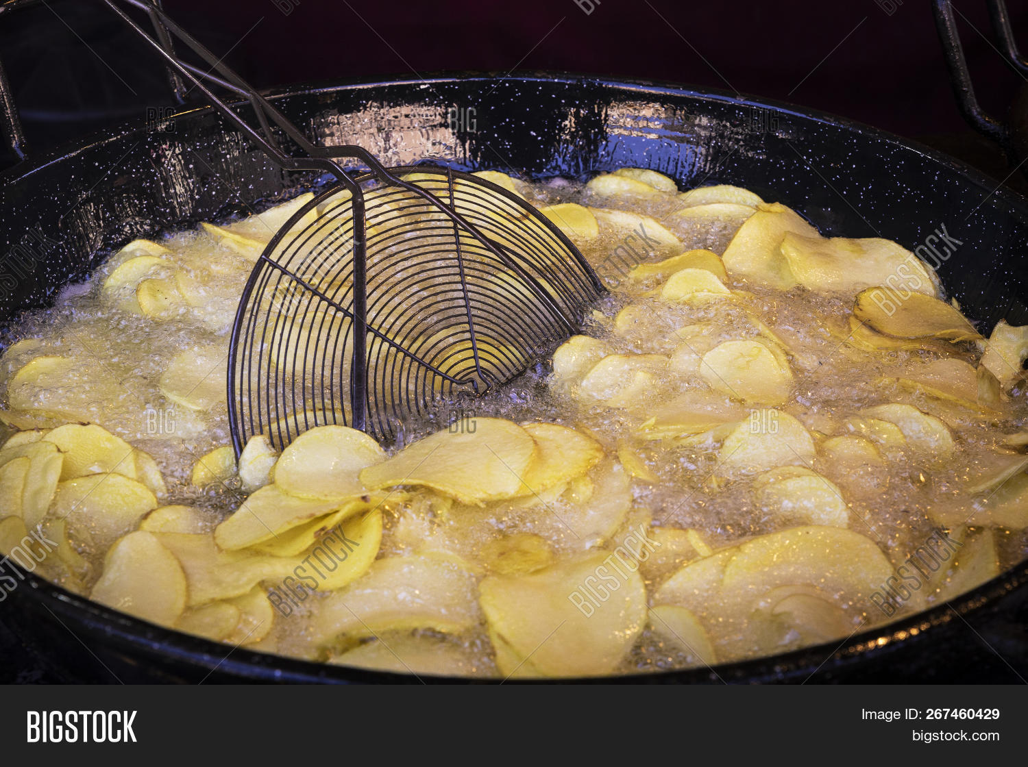 Frying Chips Black Pan Image & Photo (Free Trial) Bigstock
