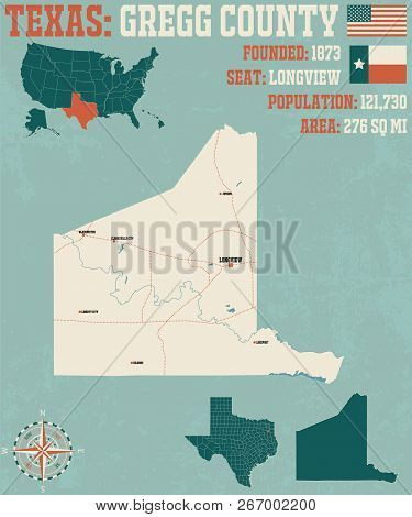 Detailed Map Of Gregg County In Texas, Usa