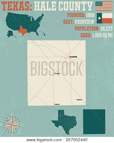 Detailed Map Of Hale County In Texas, Usa