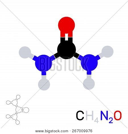 Urea Model Molecule.isolated On White Background. Vector Illustration. Flat Style.