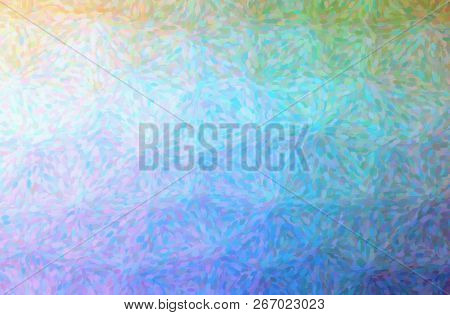 Illustration Of Blue And Yellow Impressionist Pointlilism Horizontal Background Digitally Generated.