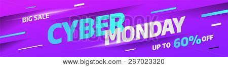 Cyber Monday, Discount Sale Concept. Inscription Design Template. Cyber Monday Banner. Vector Illust
