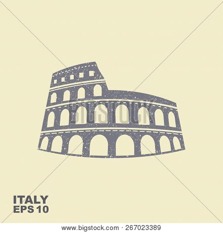 Colosseum Vector Icon In Flat Stule With Scuffed Effect