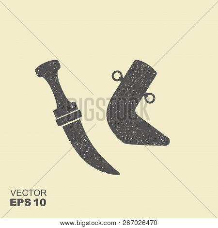 Khanjar Traditional Arabian Dagger. Flat Vector Icon