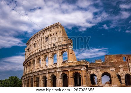 Rome Colloseum Architecture In Rome Italy City Center. Rome Ethernal City Architectural Details.