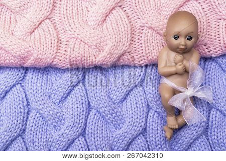 Boy Or Girl, Baby Shower Ideas For A Girl And Boy Party. Pink And Blue Decorative Backet, Copy Space