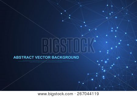 Abstract Plexus Background With Connected Lines And Dots. Plexus Geometric Effect Big Data With Comp