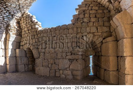 Hall in the lower tier in Nimrod Fortress located in Upper Galilee in northern Israel on the border 