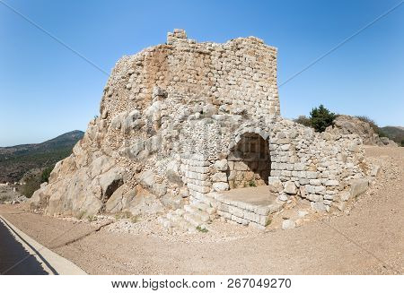 The remains of one of the side passages in Nimrod Fortress located in Upper Galilee in northern Isra