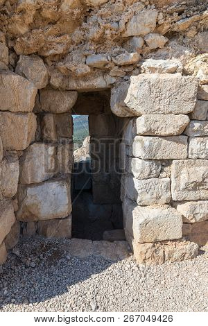 Passage in the lower tier in Nimrod Fortress located in Upper Galilee in northern Israel on the bord